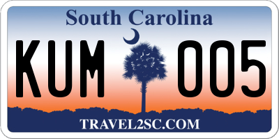 SC license plate KUM005