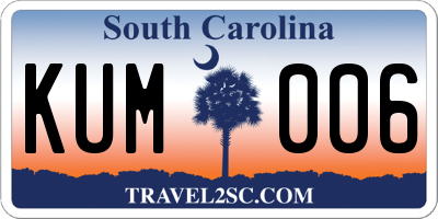 SC license plate KUM006