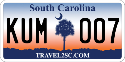 SC license plate KUM007