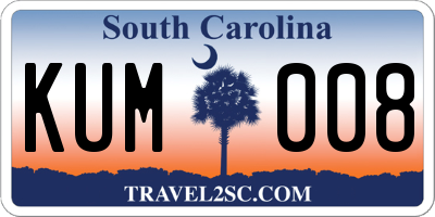 SC license plate KUM008