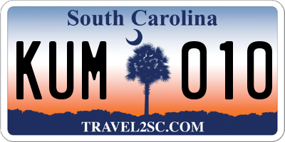 SC license plate KUM010