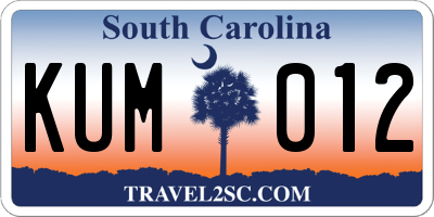 SC license plate KUM012