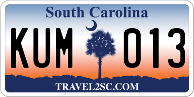SC license plate KUM013