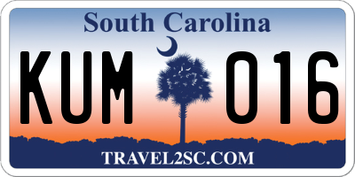 SC license plate KUM016