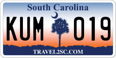 SC license plate KUM019