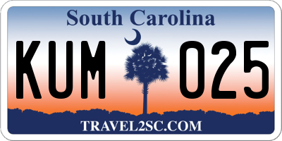 SC license plate KUM025