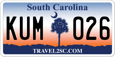 SC license plate KUM026