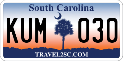SC license plate KUM030