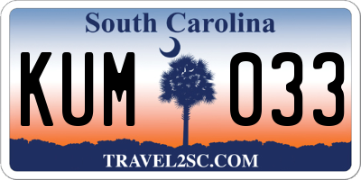 SC license plate KUM033