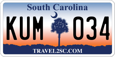 SC license plate KUM034