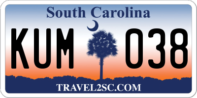 SC license plate KUM038