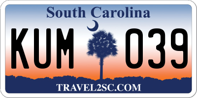 SC license plate KUM039
