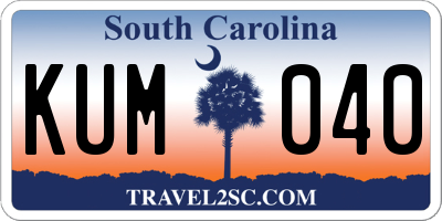 SC license plate KUM040