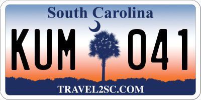 SC license plate KUM041