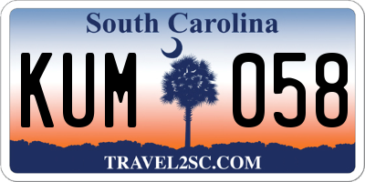 SC license plate KUM058