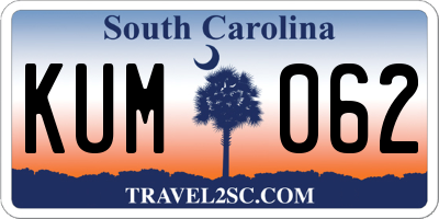 SC license plate KUM062