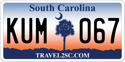 SC license plate KUM067