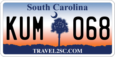 SC license plate KUM068