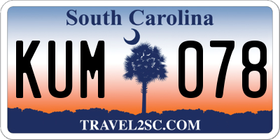 SC license plate KUM078