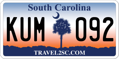 SC license plate KUM092
