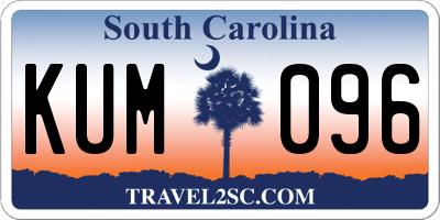 SC license plate KUM096
