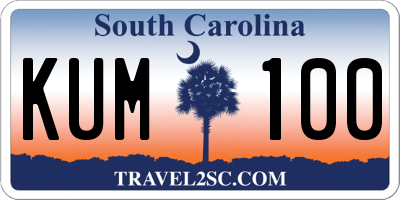 SC license plate KUM100