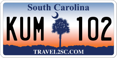 SC license plate KUM102