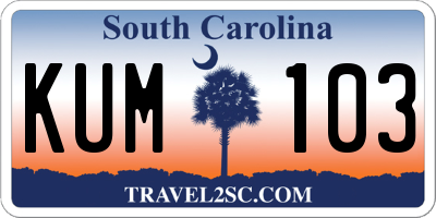 SC license plate KUM103