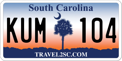 SC license plate KUM104
