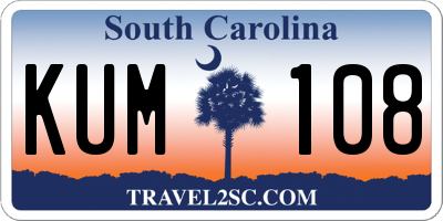 SC license plate KUM108