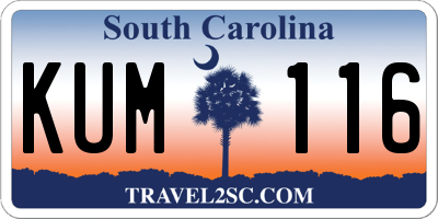 SC license plate KUM116