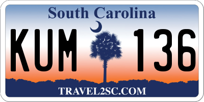 SC license plate KUM136