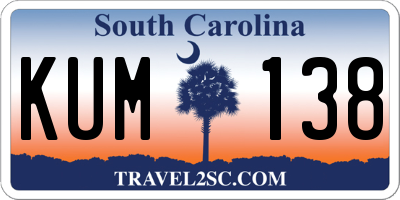 SC license plate KUM138