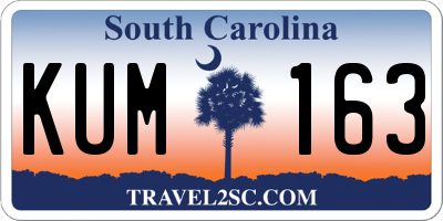 SC license plate KUM163
