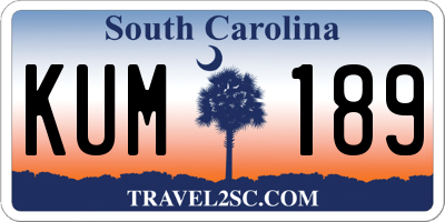 SC license plate KUM189