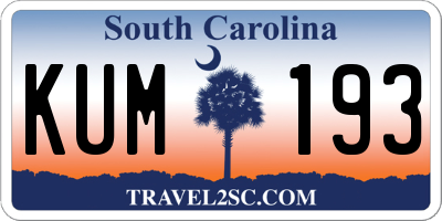 SC license plate KUM193