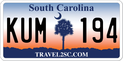 SC license plate KUM194