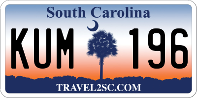 SC license plate KUM196