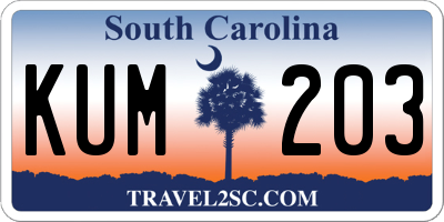 SC license plate KUM203