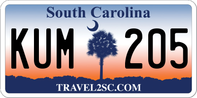 SC license plate KUM205