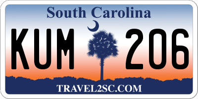 SC license plate KUM206