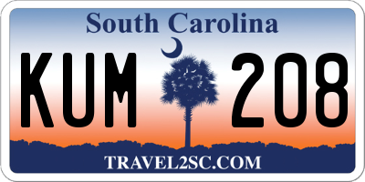 SC license plate KUM208