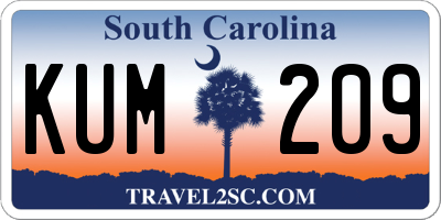 SC license plate KUM209