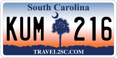 SC license plate KUM216