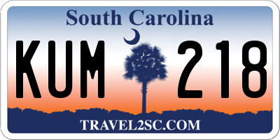 SC license plate KUM218