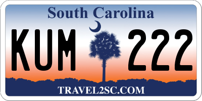 SC license plate KUM222