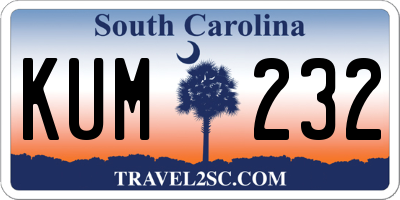 SC license plate KUM232