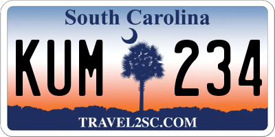 SC license plate KUM234