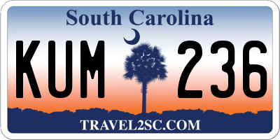 SC license plate KUM236