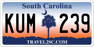 SC license plate KUM239
